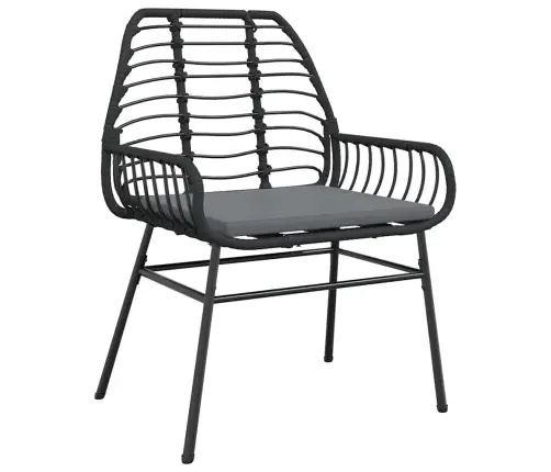 9-Daļīgs Dārza Mēbeļu Komplekts, Matrači, Melna Pe Rotangpalma Vidaxl