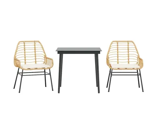 Sodo Komplektas, 3 Dalių, Rudas, Poliratanas Ir Stiklas