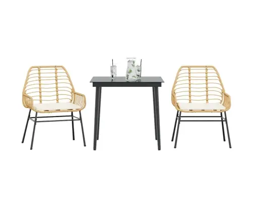 Sodo Komplektas, 3 Dalių, Rudas, Poliratanas Ir Stiklas