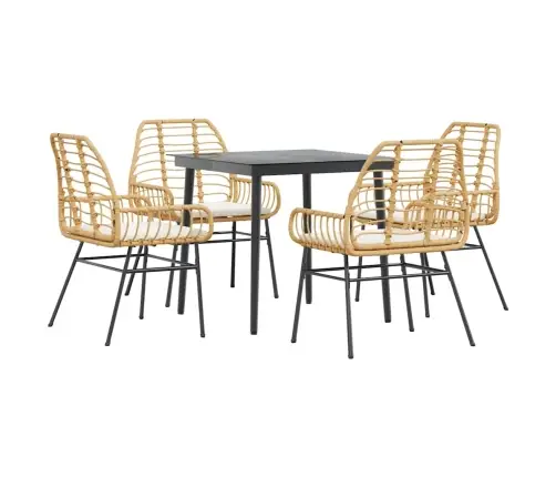 5-Osaline Aiamööbli Komplekt Patjadega, Pruun, Polürotang Klaas