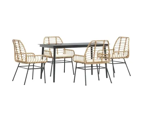 5-Daļīgs Dārza Mēbeļu Komplekts, Matrači, Brūna Pe Rotangpalma Vidaxl