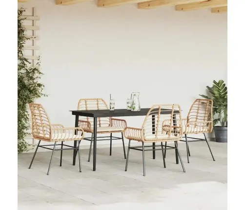 5-Daļīgs Dārza Mēbeļu Komplekts, Matrači, Brūna Pe Rotangpalma Vidaxl