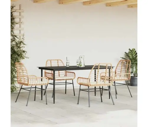 Sodo Komplektas, 5 Dalių, Rudas, Poliratanas Ir Stiklas