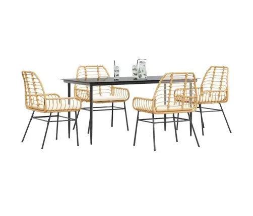 Sodo Komplektas, 5 Dalių, Rudas, Poliratanas Ir Stiklas