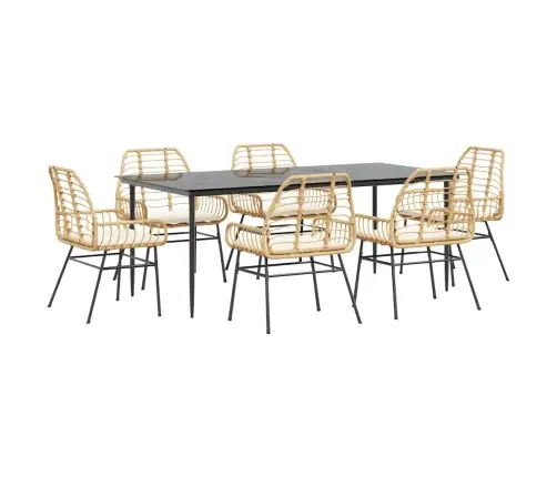 Sodo Komplektas, 7 Dalių, Rudas, Poliratanas Ir Stiklas