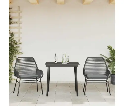 Sodo Komplektas, 3 Dalių, Juodas, Poliratanas Ir Stiklas