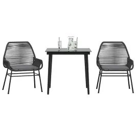 Sodo Komplektas, 3 Dalių, Juodas, Poliratanas Ir Stiklas