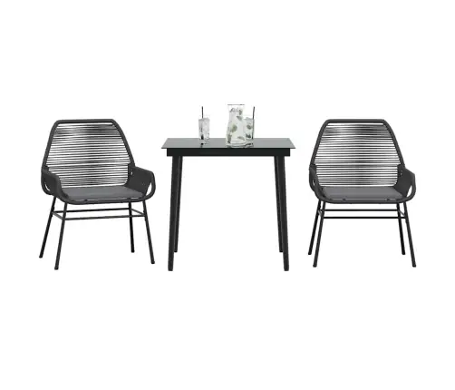 Sodo Komplektas, 3 Dalių, Juodas, Poliratanas Ir Stiklas