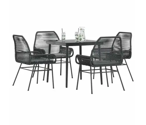 5-Daļīgs Dārza Mēbeļu Komplekts, Matrači, Melna Pe Rotangpalma Vidaxl