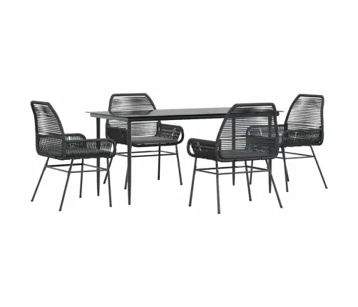 5-Osaline Aiamööbli Komplekt Patjadega, Must, Polürotang Klaas