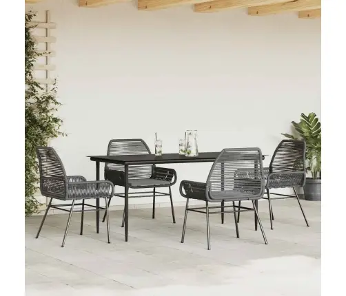 5-Osaline Aiamööbli Komplekt Patjadega, Must, Polürotang Klaas