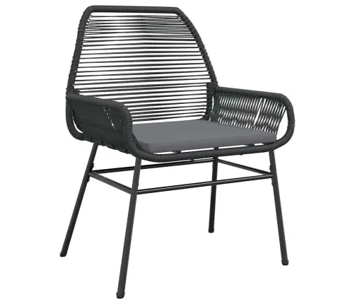 5-Osaline Aiamööbli Komplekt Patjadega, Must, Polürotang Klaas