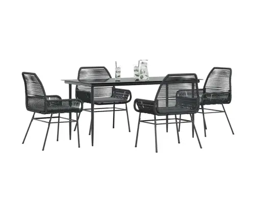 5-Osaline Aiamööbli Komplekt Patjadega, Must, Polürotang Klaas