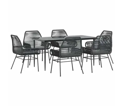 7-Osaline Aiamööblikomplekt Patjadega, Must, Polürotang Klaas