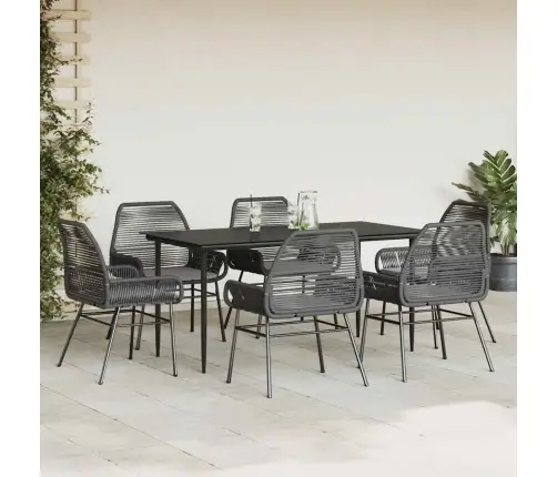 7-Osaline Aiamööblikomplekt Patjadega, Must, Polürotang Klaas