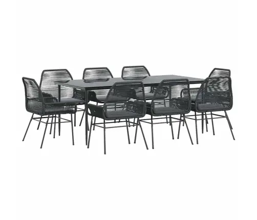 9-Daļīgs Dārza Mēbeļu Komplekts, Matrači, Melna Pe Rotangpalma Vidaxl