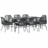 9-Daļīgs Dārza Mēbeļu Komplekts, Matrači, Melna Pe Rotangpalma Vidaxl