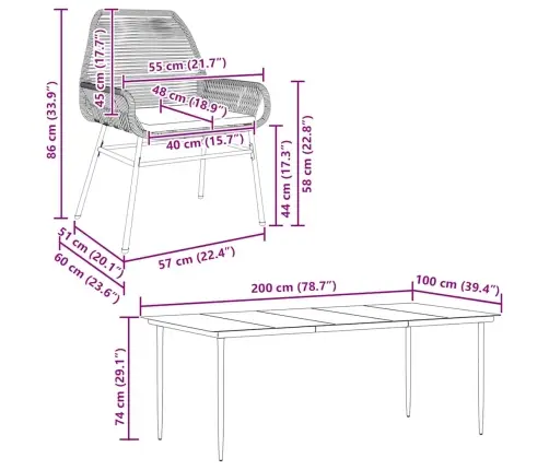 9-Daļīgs Dārza Mēbeļu Komplekts, Matrači, Melna Pe Rotangpalma Vidaxl