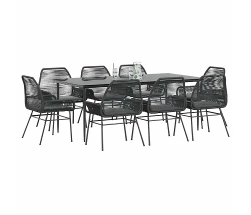 9-Daļīgs Dārza Mēbeļu Komplekts, Matrači, Melna Pe Rotangpalma Vidaxl