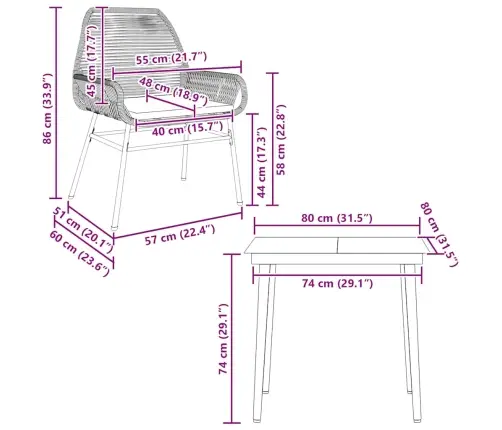 3-Daļīgs Dārza Mēbeļu Komplekts, Matrači, Brūna Pe Rotangpalma Vidaxl