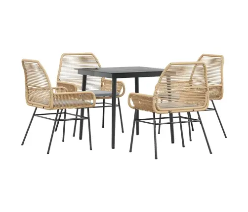 Sodo Komplektas, 5 Dalių, Rudas, Poliratanas Ir Stiklas