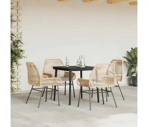 Sodo Komplektas, 5 Dalių, Rudas, Poliratanas Ir Stiklas