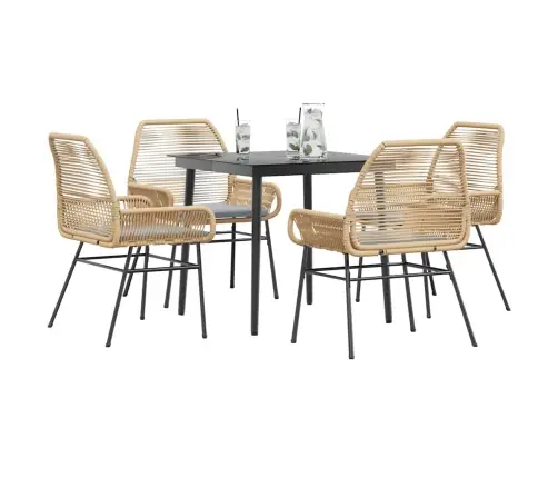 Sodo Komplektas, 5 Dalių, Rudas, Poliratanas Ir Stiklas