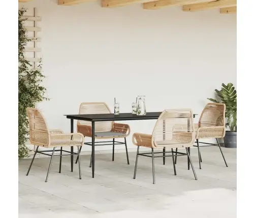 5-Osaline Aiamööbli Komplekt Patjadega, Pruun, Polürotang Klaas