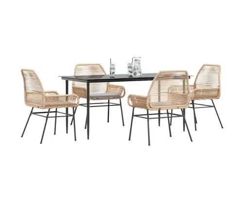 5-Osaline Aiamööbli Komplekt Patjadega, Pruun, Polürotang Klaas