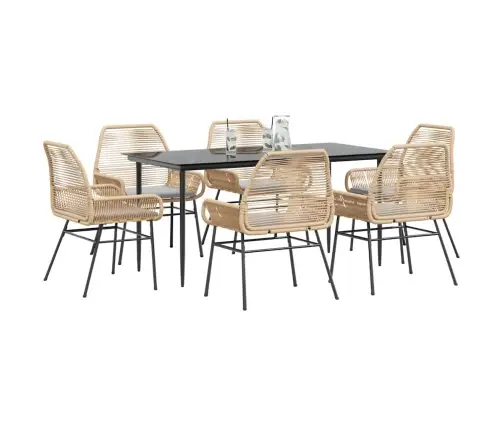 7-Daļīgs Dārza Mēbeļu Komplekts, Matrači, Brūna Pe Rotangpalma Vidaxl