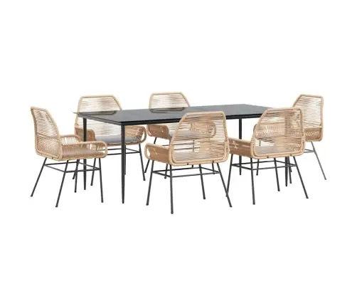 7-Daļīgs Dārza Mēbeļu Komplekts, Matrači, Brūna Pe Rotangpalma Vidaxl