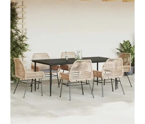 7-Daļīgs Dārza Mēbeļu Komplekts, Matrači, Brūna Pe Rotangpalma Vidaxl