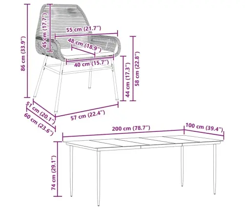 7-Daļīgs Dārza Mēbeļu Komplekts, Matrači, Brūna Pe Rotangpalma Vidaxl