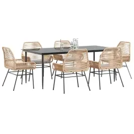 7-Daļīgs Dārza Mēbeļu Komplekts, Matrači, Brūna Pe Rotangpalma Vidaxl