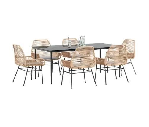 7-Daļīgs Dārza Mēbeļu Komplekts, Matrači, Brūna Pe Rotangpalma Vidaxl