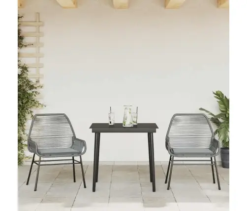 Sodo Komplektas, 3 Dalių, Pilkas, Poliratanas Ir Stiklas