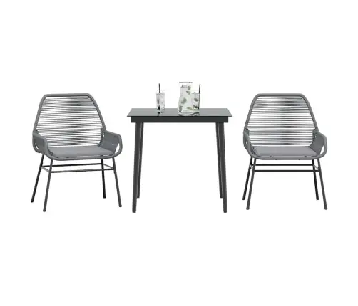 Sodo Komplektas, 3 Dalių, Pilkas, Poliratanas Ir Stiklas