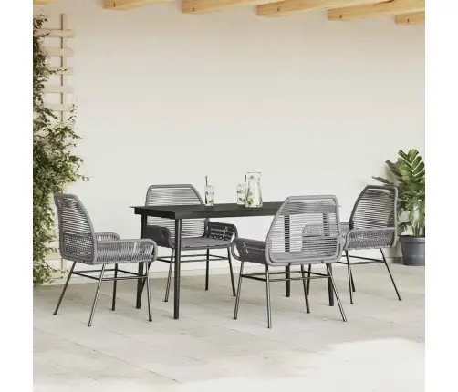 5-Daļīgs Dārza Mēbeļu Komplekts, Matrači, Pelēka Pe Rotangpalma Vidaxl