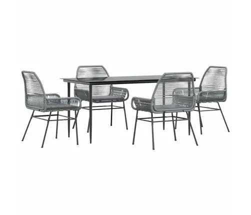 5-Daļīgs Dārza Mēbeļu Komplekts, Matrači, Pelēka Pe Rotangpalma Vidaxl