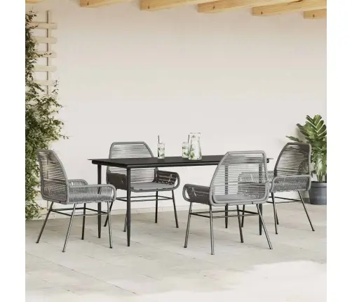 5-Daļīgs Dārza Mēbeļu Komplekts, Matrači, Pelēka Pe Rotangpalma Vidaxl