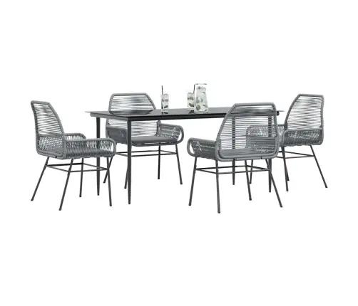 5-Daļīgs Dārza Mēbeļu Komplekts, Matrači, Pelēka Pe Rotangpalma Vidaxl