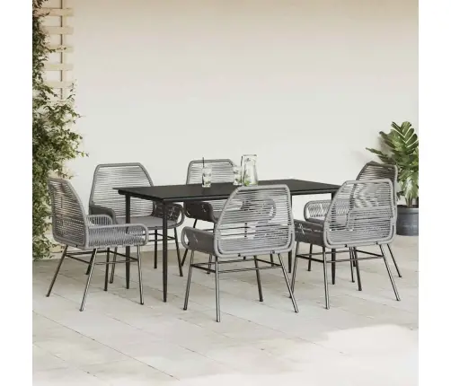 7-Daļīgs Dārza Mēbeļu Komplekts, Matrači, Pelēka Pe Rotangpalma Vidaxl