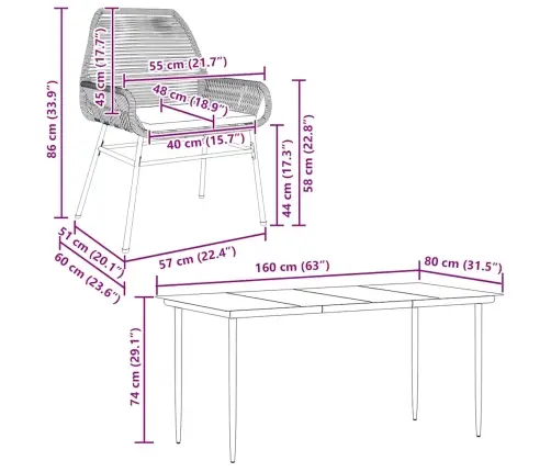 7-Daļīgs Dārza Mēbeļu Komplekts, Matrači, Pelēka Pe Rotangpalma Vidaxl
