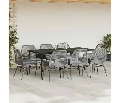 9-Daļīgs Dārza Mēbeļu Komplekts, Matrači, Pelēka Pe Rotangpalma Vidaxl