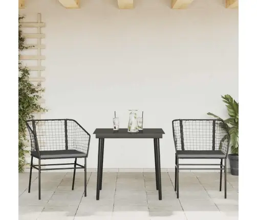 3-Daļīgs Dārza Mēbeļu Komplekts, Matrači, Melna Pe Rotangpalma Vidaxl