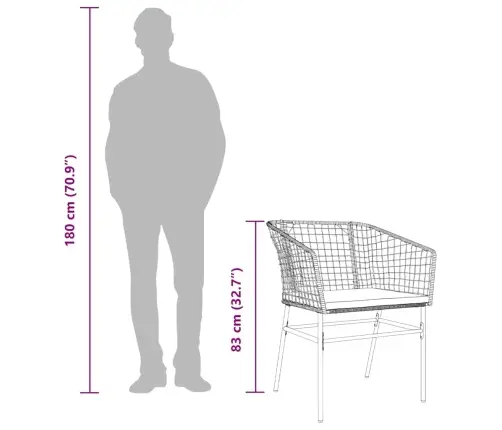 3-Daļīgs Dārza Mēbeļu Komplekts, Matrači, Melna Pe Rotangpalma Vidaxl