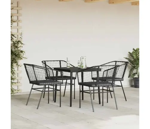 Sodo Komplektas, 5 Dalių, Juodas, Poliratanas Ir Stiklas