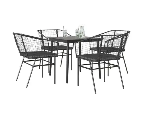 Sodo Komplektas, 5 Dalių, Juodas, Poliratanas Ir Stiklas