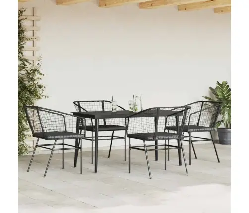 Sodo Komplektas, 5 Dalių, Juodas, Poliratanas Ir Stiklas