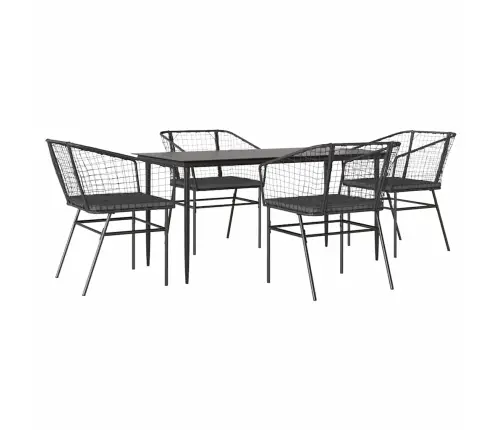 5-Daļīgs Dārza Mēbeļu Komplekts, Matrači, Melna Pe Rotangpalma Vidaxl